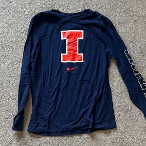 Nike Navy Long Sleeve Tee with Red and White 'I' Graphic